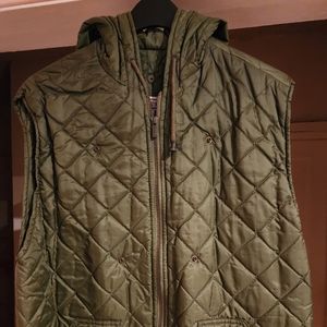 Coach green jacket vest with hoodie